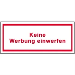 Aufkleber Keine Werbung einwerfen, Folie, 70x20 mm, 7 Stück/Bogen