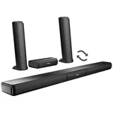 Ultimea Lautsprechersystem 5.0 (Bluetooth 5.3, HDMI-ARC/OPT/AUX, 180 W, PC-Soundbar mit RGB-Beleuchtung, abnehmbarer TV-Soundbar) schwarz