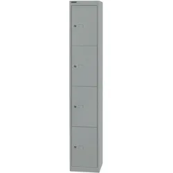 Bisley Schließfachschrank Office, 1 Abteil, 4 Fächer, Farbe silber, Maße (HxBxT): 1.802 x 305 x 305 mm