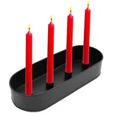 Spetebo Metall Kerzenhalter Schale schwarz für Stabkerzen - 35 x 14 cm - Kerzenständer mit 4 Haltern - Tafelkerzen Halter Kerzen Tablett Advents Leuchter Adventskranz