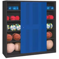 C+P Ballschrank mit Lochblech-Schiebetüren (Typ 4). HxBxT: 195x120x60 cm