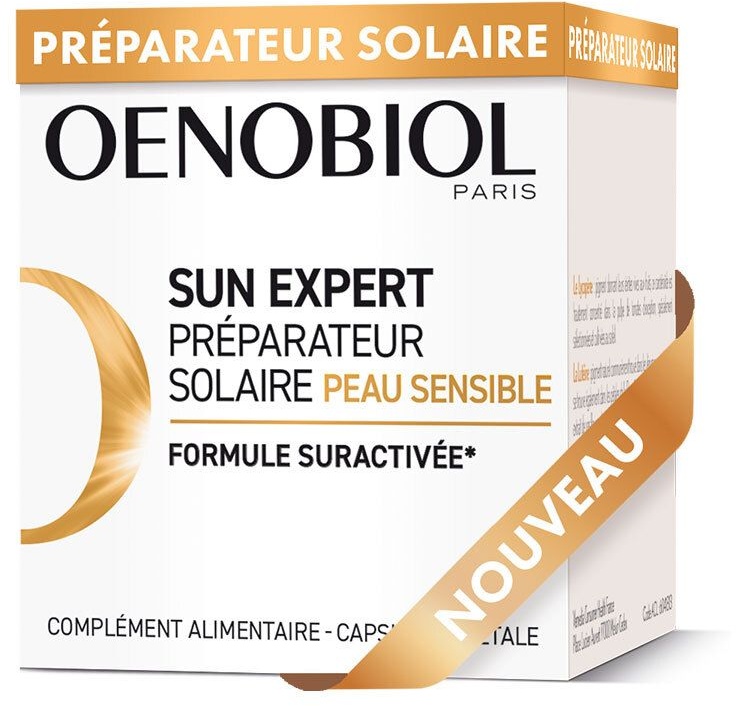 OENOBIOL SUN EXPERT Préparateur Solaire Peau Sensible - Protection cellulaire renforcée2 - Favorise un hâle intense et éclatant - Complément Alimentaire 30 capsules - Programme 1 mois 30 pc(s) capsule(s)
