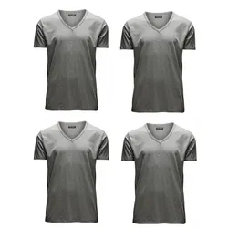 Jack & Jones Herren T-Shirt O-Neck & V-Neck Slim Fit 4er Pack Slim Fit Grau XXL