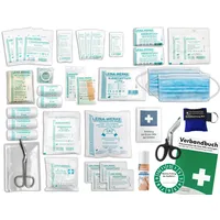 HM Arbeitsmedizin Komplett-Füllung Erste-Hilfe nach aktueller DIN/EN 13 157 PLUS 3 für Betriebe mit Sprühpflaster, Notfallbeatmungshilfe & Verbandbuch