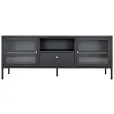 VCM Dalby TV-Lowboard 160 x 35 cm Schwarz Glas/Metall/Stahl