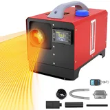 PEILU 8KW Diesel Standheizung 12V Luft Dieselheizung mit Fernbedienung Air Diesel Heizung Set mit Display & Schalldämpfer, Fahrzeugheizung für Auto Wohnwagen Caravan Camper Boot (Type C, Rot)