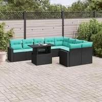 vidaXL Garten-Lounge-Set 10-tlg. schwarz