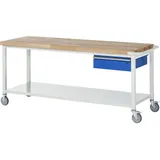 Rau Fahrbare Werkbank mit Ablageboden und Schublade BxTxH 2000x700x880mm
