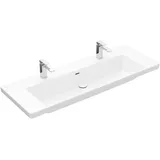 Villeroy & Boch Subway 3.0 Schrank-Waschtisch 1300 x 470 mm, 2 Hahnlöcher/mit Überlauf, Weiß Alpin CeramicPlus