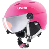 Uvex junior visor pro - Skihelm für Kinder - mit Visier - individuelle Größenanpassung - pink matt - 52-54 cm