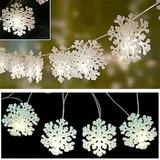 Buri LED Schneeflocken Lichterkette 4m Weihnachtsdeko Winterdeko Fensterbeleuchtung