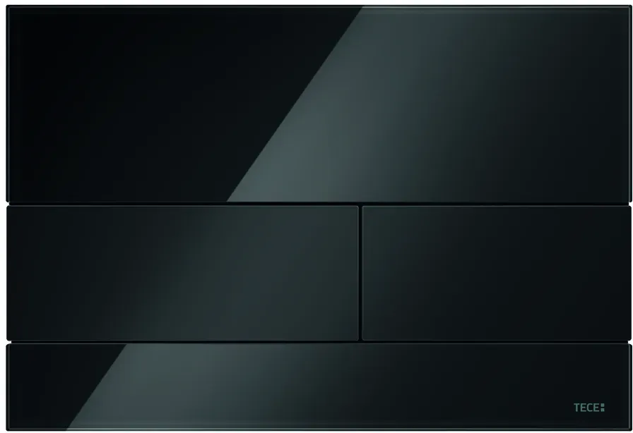 TECEsquare WC-Betätigungsplatte Glas für Zweimengentechnik, 9240809, Farbe: Glas schwarz glänzend, Tasten schwarz glänzend