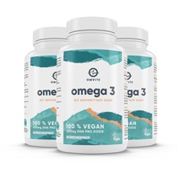 Omega 3 Vegan Algenöl Kapseln hochdosiert - 180 leicht schluckbare Kapseln - Nachhaltige pflanzlich basierte Alternative zu Fischöl - 100% veganes Omega-3-Öl - Bekömmlich für den Magen - Omvits