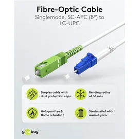 goobay 59613 Glasfaserkabel (FTTH), Singlemode (OS2) White, (Simplex),