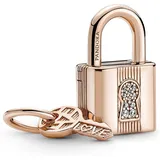 PANDORA ROSE Charm-Anhänger "Vorhängeschloss mit Schlüssel" Silber, 14k rosévergoldet, Zirkonia 780088C01