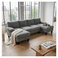 Bealife Ecksofa Soft&Cosy XL Big sofa, U-Form Couch, B:270 CM, mit zwei Chaise-Lounges,stabile Füße und kuschelige Sitzkissen grau