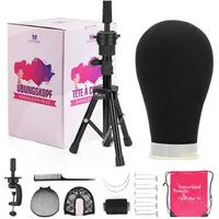 Perückenkopf 23"(58cm),Neverland Beauty Perücke kopf mit Perückenständer,Perücke machen Mannequin Kopf mit übungskopf ständer,T-Stifte und Haarbürste(Schwarz)