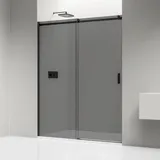 Bernstein Nischendusche Bernstein NT806 flex Schwarz matt Nano graues Glas 100 cm 6 mm ESG-Sicherheitsglas mit Schiebetür