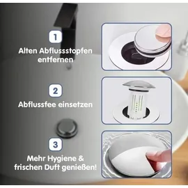 Abfluss-Fee Verschlussstopfen weiß/chrom mit Duftstein | Gr.: onesize