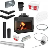 Kamineinsatz Gusseisen SIMPLE links 8 kW Ø 200 Einbausatz 1 - Schwarz