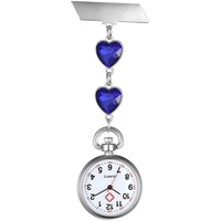 Silverora Krankenschwesteruhr Nurse Watch Kristal Herz Schwesteruhr Quarz Clip-on Taschenuhren für Arzt Medizinische Uhr Sanitäter Geschenk weiß lila grün rot blau