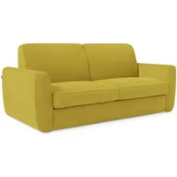 Leonida Abziehbares Schlafsofa mit Matratze H18 cm und Kissenfach aus abwaschbarem Stoff 222 cm Gelb