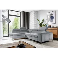 Fun Möbel Ecksofa Schlafsofa Sofa AGNESA Stoff Salvador Hellgrau
