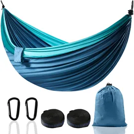 sancen Hängematte XXL für 2 Personen 300 x 200 cm – Faltbar, Ultralight & Tragbar – Hängematten Outdoor mit 300 kg Tragkraft – Perfekt für Garten, Camping, Reisen (Seeblau)