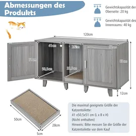 Costway Katzenschrank Katzentoilette, Katzenhaus mit Doppeltüren & Eingang, Katzenhöhle Katzenmöbel Beistelltisch, für Katzen Hunde Haustier, Braun+schwarz