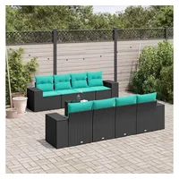 vidaXL Gartensofa-Set 9-tlg. Loungesofa schwarz