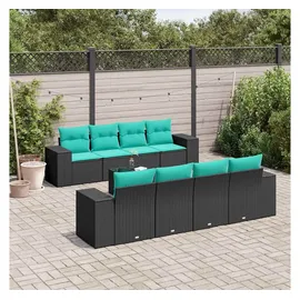 vidaXL Gartensofa-Set 9-tlg. Loungesofa schwarz