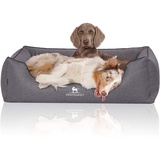 Knuffelwuff Orthopädisches Hundebett Wippo aus Velours mit Handwebcharakter XL 105 x 75cm Graublau - abnehmbarer Bezug - waschbar - für große, mittelgroße und kleine Hunde