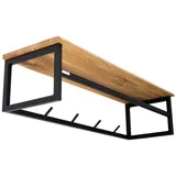 holz4homeâ® holz4home® Wandgarderobe mit Ablage aus Eiche und Metall - Kleidergarderobe Flur mit Baumkante