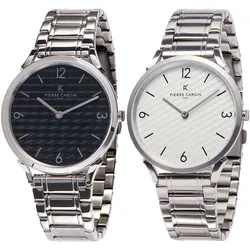 Pierre Cardin Herren Armband-Uhr analoge Quarz-Uhr mit Edelstahl-Armband 3ATM 40mm in Silber/Weiß oder Silber/Schwarz - 
