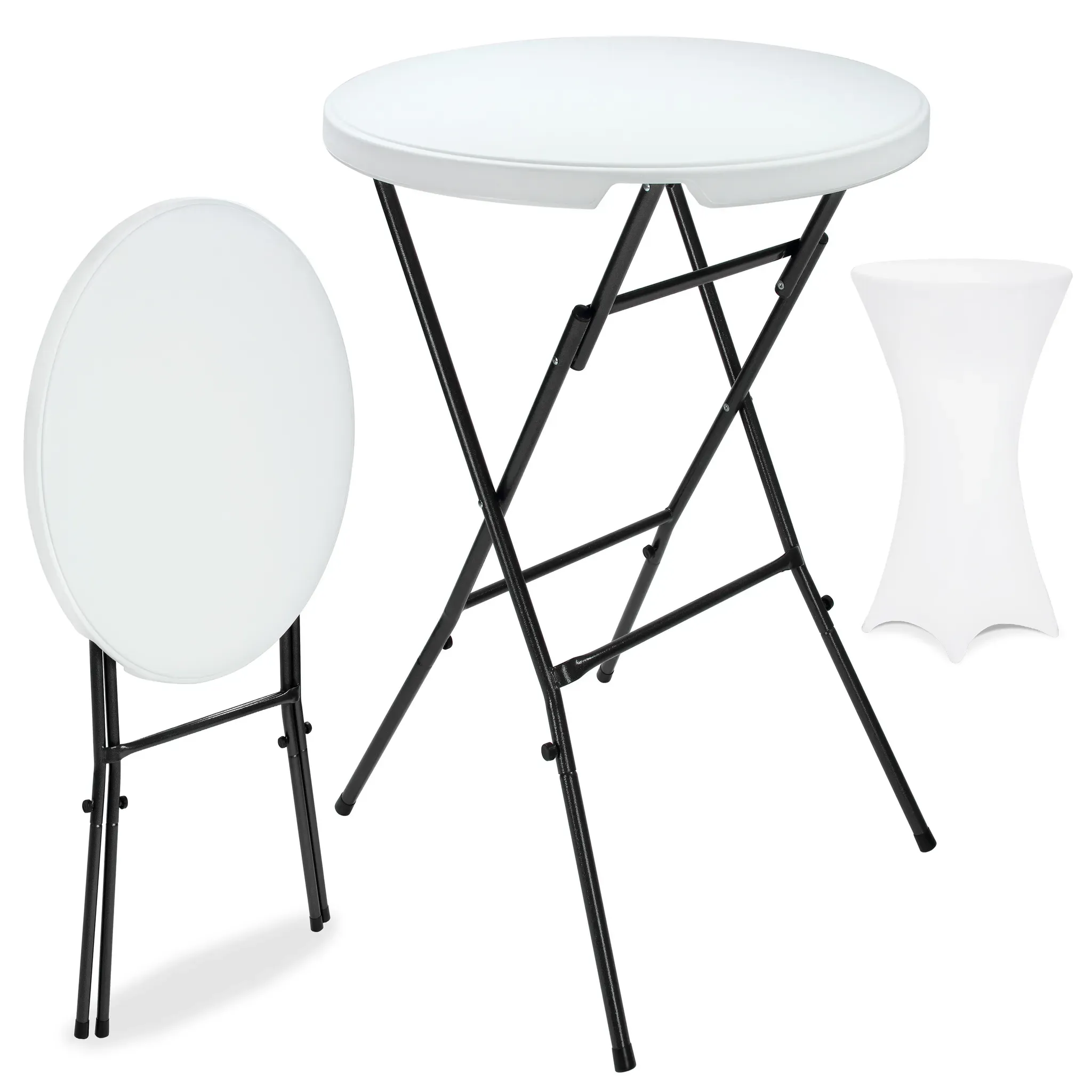 Bar table white Ø72cm + bar table cover white Ø70cm