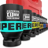 KIRXST 10 Tlg Schlagschrauber Nüsse Satz, Jumbo Schlagnüsse 1 Zoll, 21-41 mm LKW Kraft Stecknüsse für Pneumatische Schlagschrauber und Auto Reifenwechsel