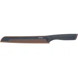 Tefal K12218 Fresh Kitchen Brotmesser 20 cm | Klinge aus Edelstahl mit titanverstärkter Antihaftbeschichtung | ergonomischer Griff | inkl. farbiger Schutzhülle | spülmaschinenfest | Schwarz/Braun