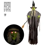 Widmann Halloween Figur Hexe mit Besen 240 cm