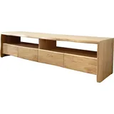 DeLife Fernsehtisch Live-Edge Eiche Natur 190 cm 4 Schubkästen Baumkante Lowboard