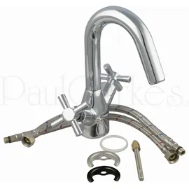 PaulGurkes Design Wasserhahn Zweigriffmischer Kreuzgriff Badarmatur Hahn