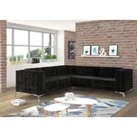 Xlmoebel Ecksofa Chesterfield Sofa in schwarzem Samt-Design für das Wohnzimmer, Hergestellt in Europa schwarz