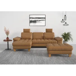 sit&more Ecksofa SIT & MORE "Westham L-Form", braun (cognac), B:275cm H:88cm T:172cm, 100% Polyester, Sofas, Ecksofa, mit Recamiere, mit oder ohne Bettfunktion, Bettkasten, Füße Eiche