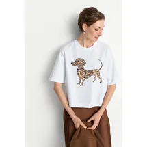 richroyal T-Shirt Hundeprint Weiß M