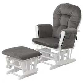 MCW Relaxsessel MCW-C76 Cord 320 g/m2 75 x 100 x 80 cm Dunkelgrau mit Hocker
