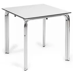 Stapelbarer Tisch aus Aluminium und Weiß für die Terrasse 70x70 für Bar, Restaurant und Catering.