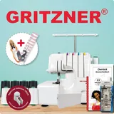 Gritzner - Kayser GRITZNER 788 Overlock Neue Version 2025 mit Fadenabschneider + LED Beleuchtung Black&White Edition mit Fadenschere und Overlockgarn