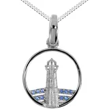 Ostsee-Schmuck Kette mit Anhänger Leuchtturm 15 mm Silber