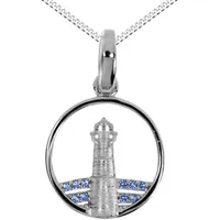Ostsee-Schmuck Kette mit Anhänger Leuchtturm 15 mm Silber