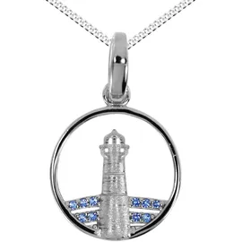 Ostsee-Schmuck Kette mit Anhänger Leuchtturm 15 mm Silber