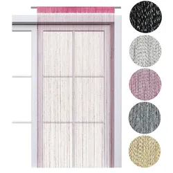 wometo Faden-Vorhang Glitzer-Vorhang 90x245 - pink-silber glänzender Deko Schal OEKO-TEX transparent halbtransparent Weihnachten